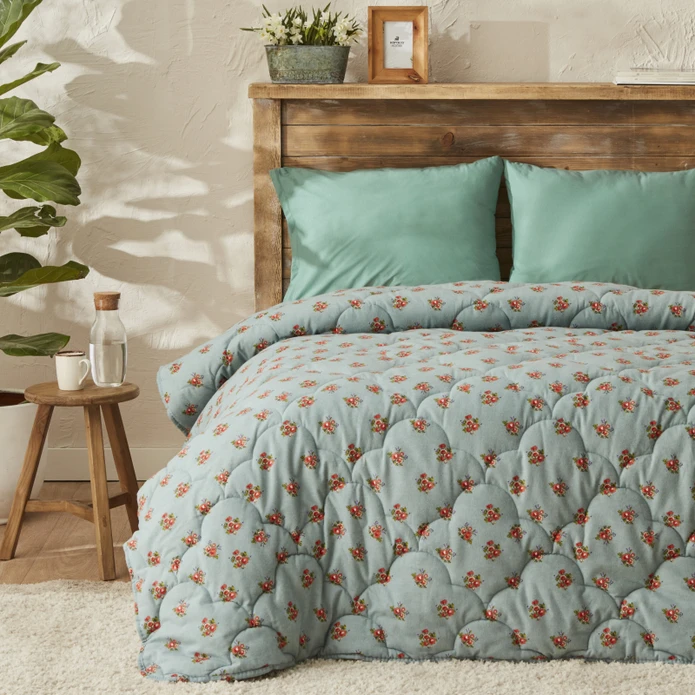 Karaca Home Laya Ağır Yun Flanel Nanə Rəngi Cüt Nəfərlik Yorğan 195x215 sm